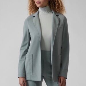 Athleta Eastbound Ponte Knit Open Blazer Minimalist Gray Sage 3 Pockets 8